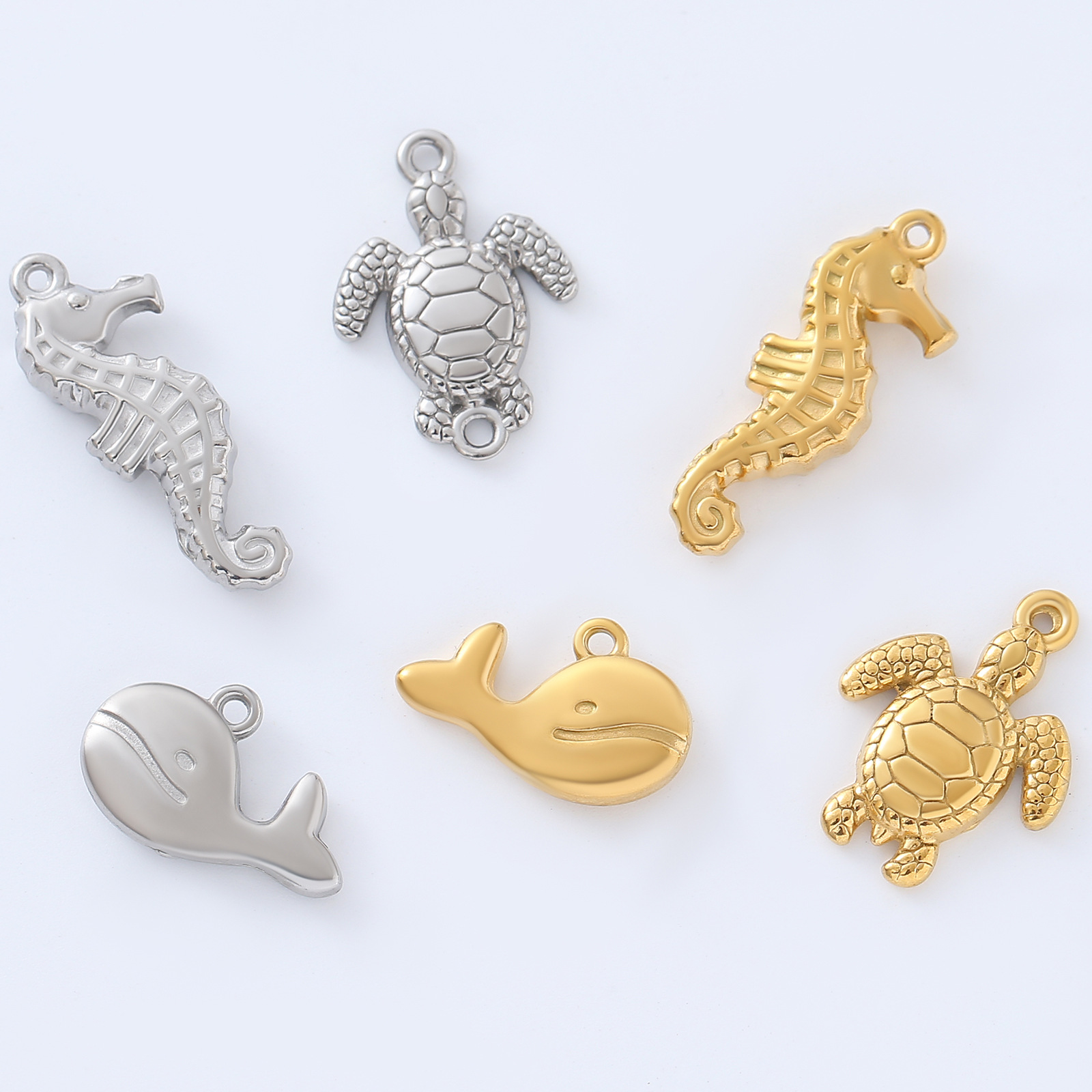 5g Weight Electroplating Gold Plating Process Pendant Jewelry Making Type 14*18MM, 16 * 18 mm, 18 * 12mm, 20*12mm Jewelry Making Size 18K Real Gold Plated, Platinum Plated Plating Material 1 Piece Quantity 304 Stainless Steel Material Tortoise, Hippocampus, Crab, Whale Pattern Marine Style Style 1 Piece 14*18MM 16 * 18 Mm 18 * 12mm 304 Stainless Steel Tortoise Hippocampus Crab Polished Pendant DIY Ornament Accessories 3