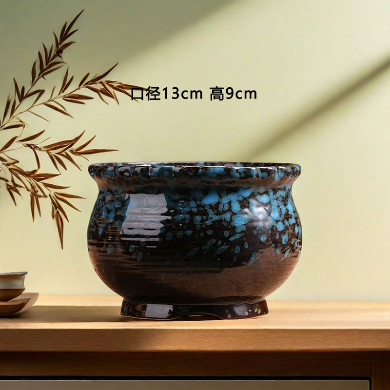 Qunseng maceta de flores de cerámica doméstica maceta de cerámica gruesa de gran calibre maceta de cerámica verde bandeja de flores al por mayor de precios especiales