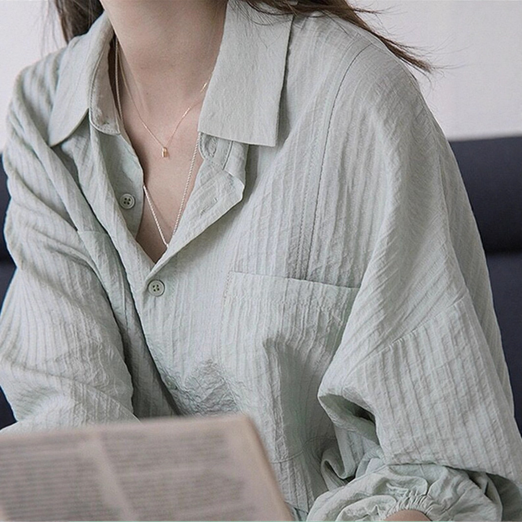 봄, 여름, 가을 여성을 위한 게으른 스타일 자외선 차단 셔츠, 작은 카디건 블라우스, 루즈한 셔츠, 긴팔 얇은 코트 탑