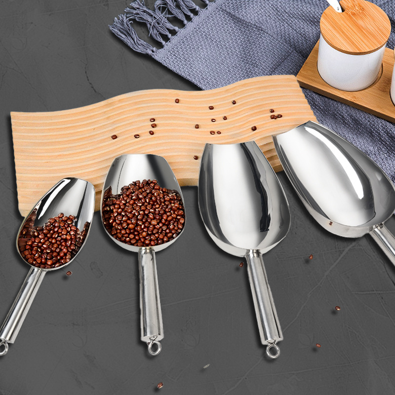 Ice shovel stainless steel integrated rice shovel 10 inches flour tea popcorn food shovel milk tea shop ice making machine 4