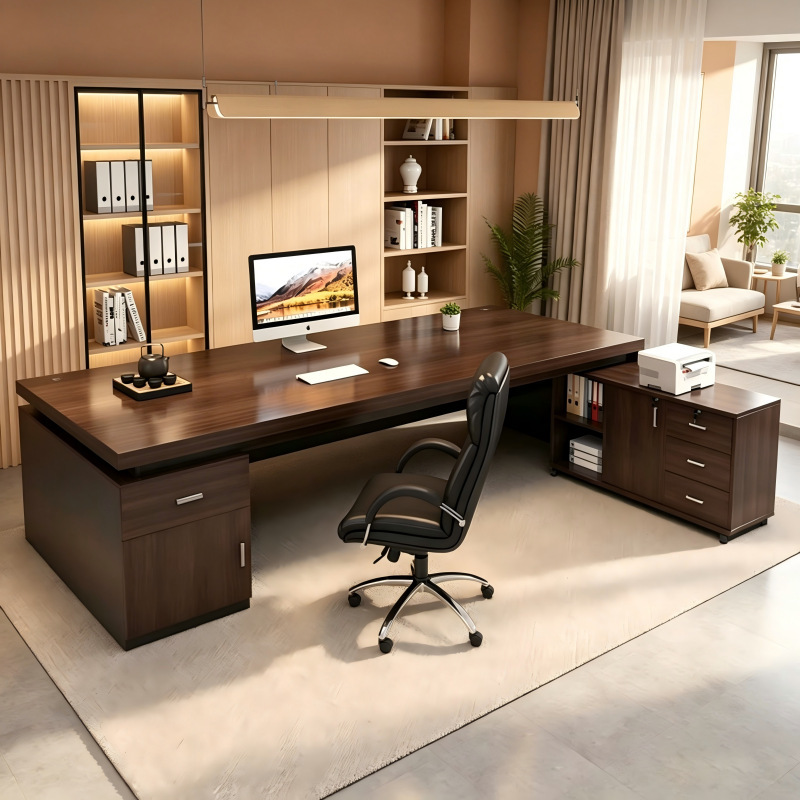 Office Desk, Desktop Workbench with Drawers, Desk, Staff Desk and Chair Combination, Simple Table, Home Computer Desk with Lock