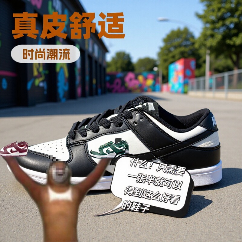 Nike Official Aj1 Men's Shoes Putian Shoes Pure Original Low-Top Dunk Sb Double Hook Sneakers Black and White Panda Women's Shoes Couple Shoes