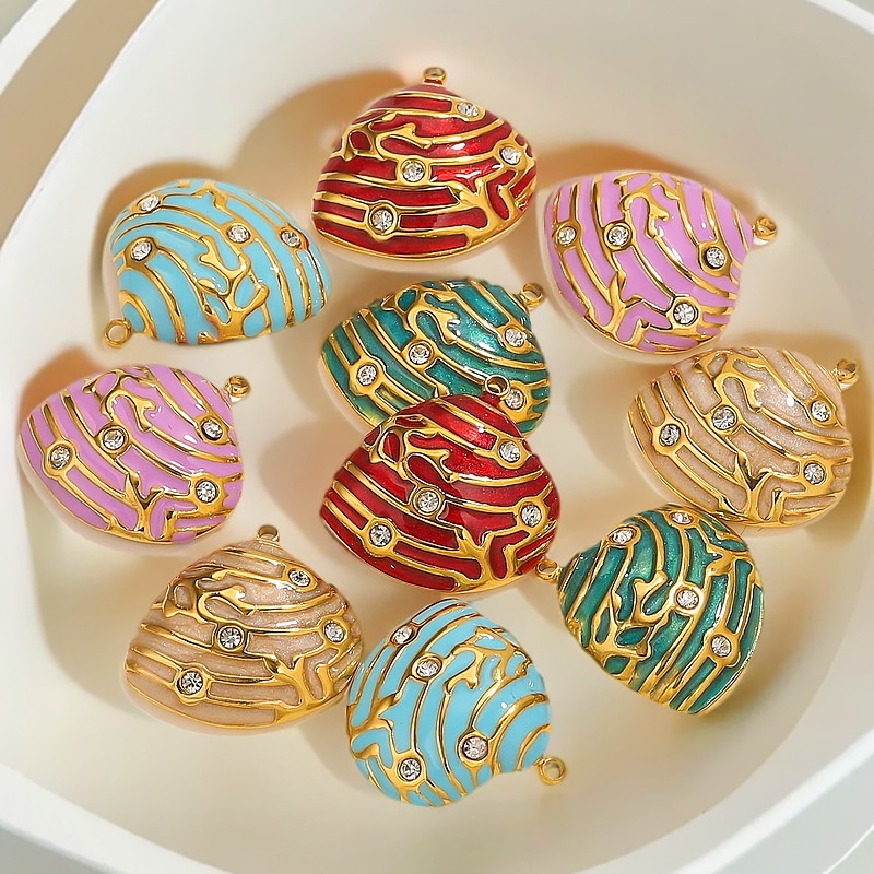 Acero inoxidable vacío de color goteo punto de perforación conchas colgante DIY joyas collar accesorios de pulsera al por mayor