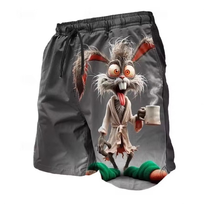 3D Printed Tiger Sheep Chicken Rabbit Men's Shorts Animal Pattern Beach Shorts Summer Hawaiian Surfboard Shorts