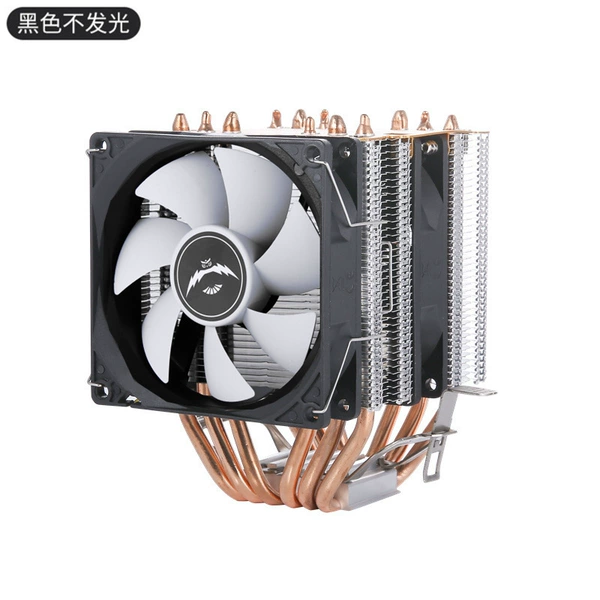Twin tower buckle 6 copper tubes - 3 pin fixed speed - black frame and white leaves - 9CM no light - 2 fans - No. 1 bracket