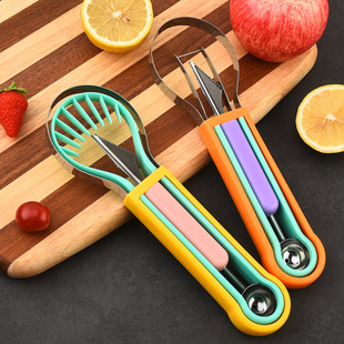 Three-In-One Fruit Baller, Double-Headed Multi-Functional Fruit Platter Carving Knife, Watermelon Scoop, Fruit Baller Three-Piece Set