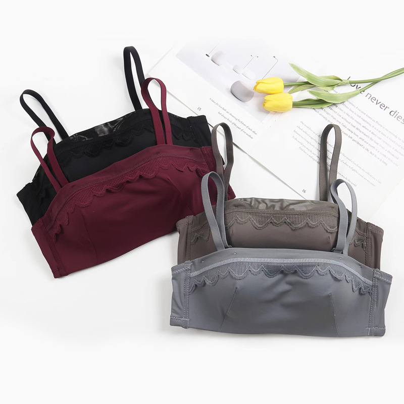 Fábrica de Shantou punto de encaje ajustable tipo de sostén de pecho de mujer ropa interior anti-caída sostén de damas