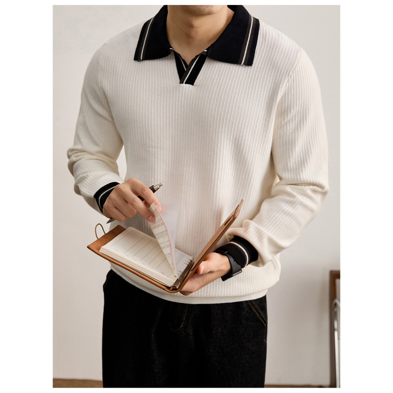 Half-zip stand-up collar sweater, thick high-quality knitwear for autumn and winter, men's American casual sweater and coat.