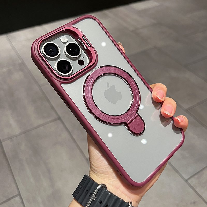 国境を越えた適用 iPhone17 透明磁気レンズ ダブルブラケット 携帯電話ケース Apple 16 レンズフィルム保護カバー 15|undefined