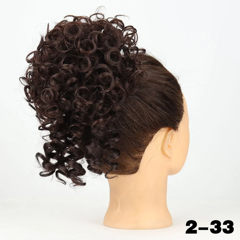 Damas rizadas peinadas europeas y estadounidenses desorden pequeño rollo fibra sintética peluca cuerda de dibujo adornamiento para el cabello
