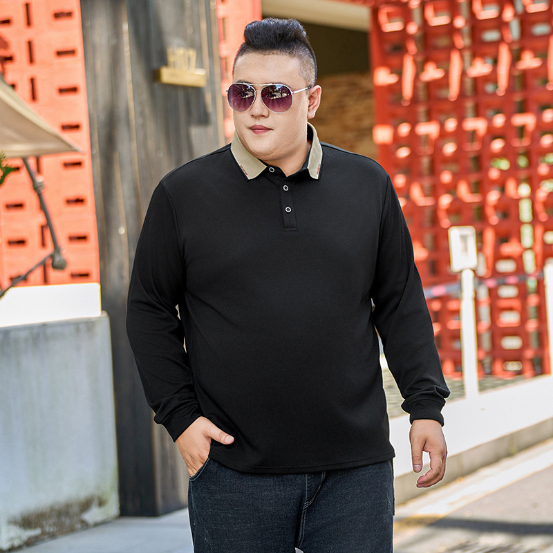 [M-9XL] Middle-aged Men's Long Sleeve POLO Shirt Fat Guy Loose T-shirt Autumn and Winter plus size Leisure Base fleece-lined Thick
