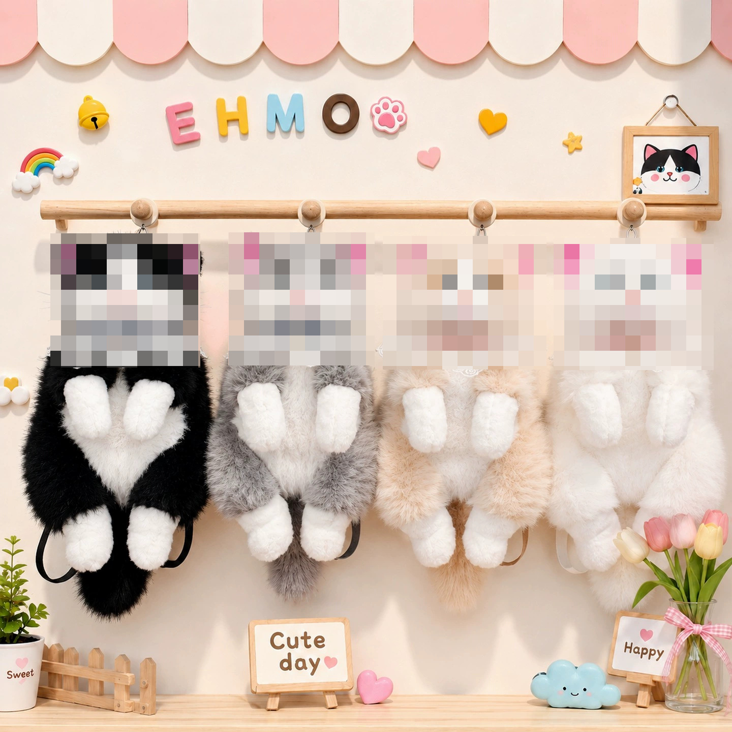 Plush toy backpack with sound simulation of a Ragdoll cat, popular on Instagram, a gift for girls with a girlish heart