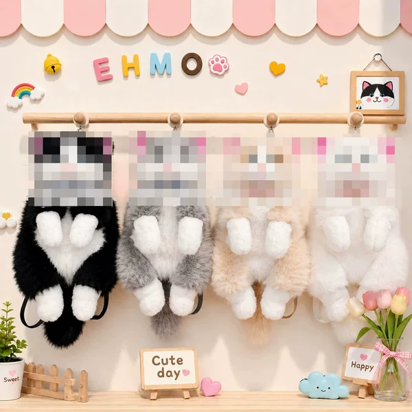 Plush toy backpack with sound simulation of a Ragdoll cat, popular on Instagram, a gift for girls with a girlish heart
