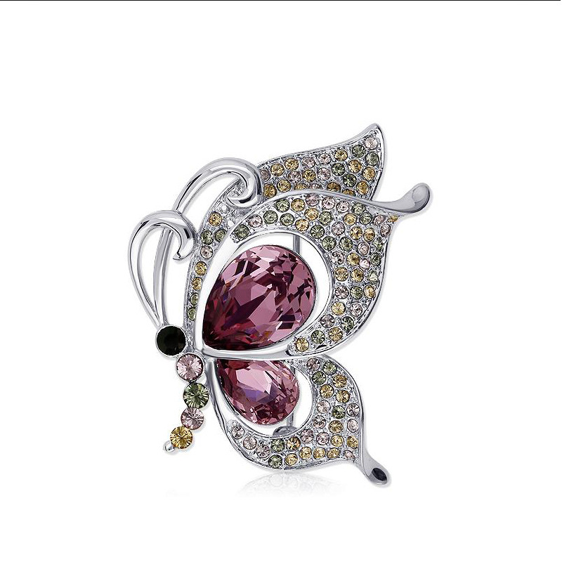 Spilla a farfalla vintage in cristallo per donna con strass_voghion.com