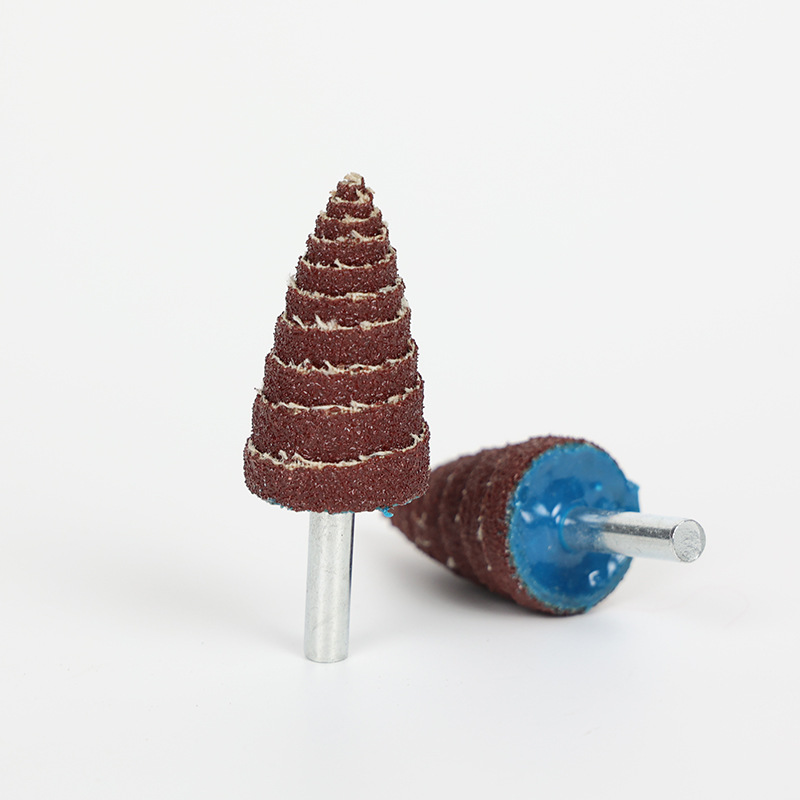 磨具百叶电磨头带柄叶轮砂布磨 圆柱形带柄页轮 锥形纱布磨头