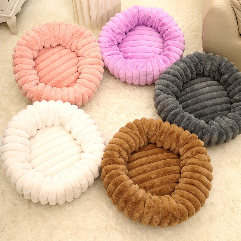 Cama grande para mascotas, de piel sintética de conejo, tapete redondo y grueso para mascotas, cama para gatos, cama grande para perros, artículos para mascotas de invierno