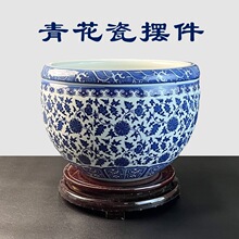 景德镇青花瓷方形陶瓷缸花盆工艺品风家居水缸手绘养鱼缸