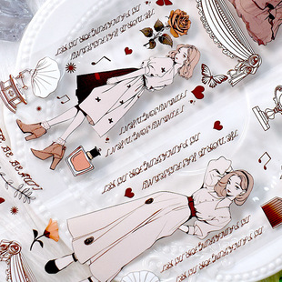 New popular pet tape modern Hong Kong style character collage glossy tape decorative hand account small fresh flower material