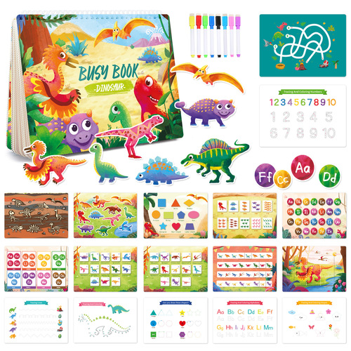 Cross-border dinosaur theme busy book busy book children's preschool learning toy book early education enlightenment quiet book