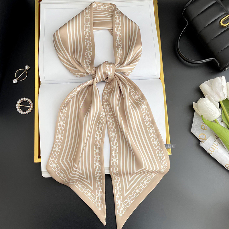 Bufanda larga pequeña para mujer primavera y verano nuevo impreso moda todo partido corbata de pelo bolsa bufanda decorativa cinta banda de pelo