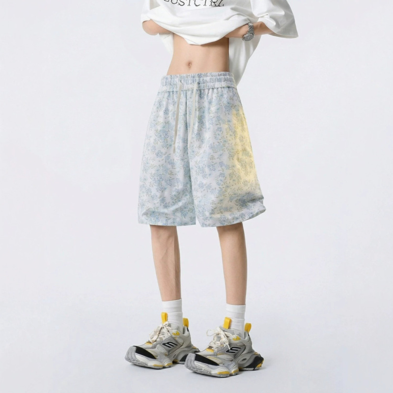 New Foreign Trade Goods: Floral Quick-Dry Sports Shorts 2026 Men's Loose Trendy Hawaiian Beach Shorts Five-Point Pants