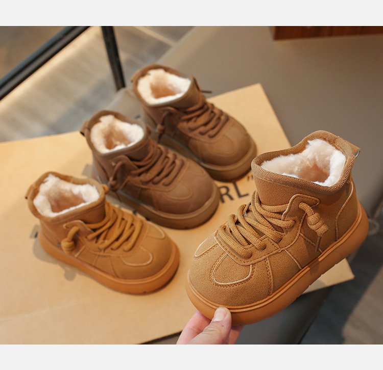 Girls' Snow Boots 2025 Winter New Children's Cotton Shoes Kapibara Big Toe Fleece Lined Thickened Parent-Child Loafers_voghion.com