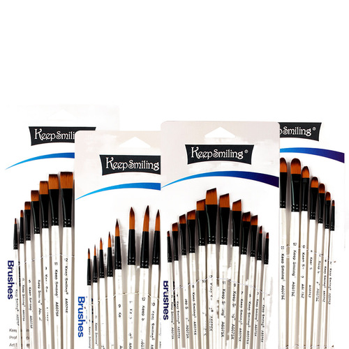 Cross-border nylon paintbrush 12 pieces art hook pen set painting watercolor water chalk oil paint brush painting set