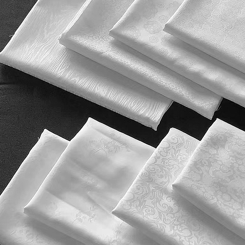 Оптовая продажа текстиля: белая ткань с принтом в китайском стиле, жаккардовый сатин, ткань для одежды в древнем стиле Ханьфу, шелковый сатин.