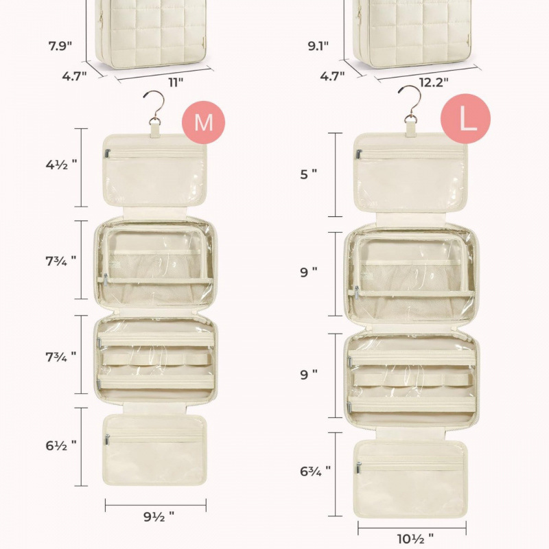 Bolsa de maquillaje multifuncional de gran capacidad de Amazon, bolsa de almacenamiento de viaje conveniente, bolsa de almacenamiento plegable de joyería