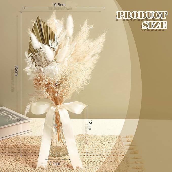 Envío gratuito transfronterizo, nuevo ramo de flores eternas, jarrón de lujo, adorno de caña, cola de conejo, hierba, decoración del hogar._voghion.com