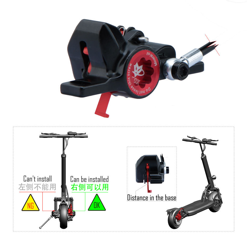 Nuevo NFOX GT267 freno de aceite apagado conjunto de frenos accesorios de scooter eléctrico freno de disco de aceite negro rojo doble pistón derecho