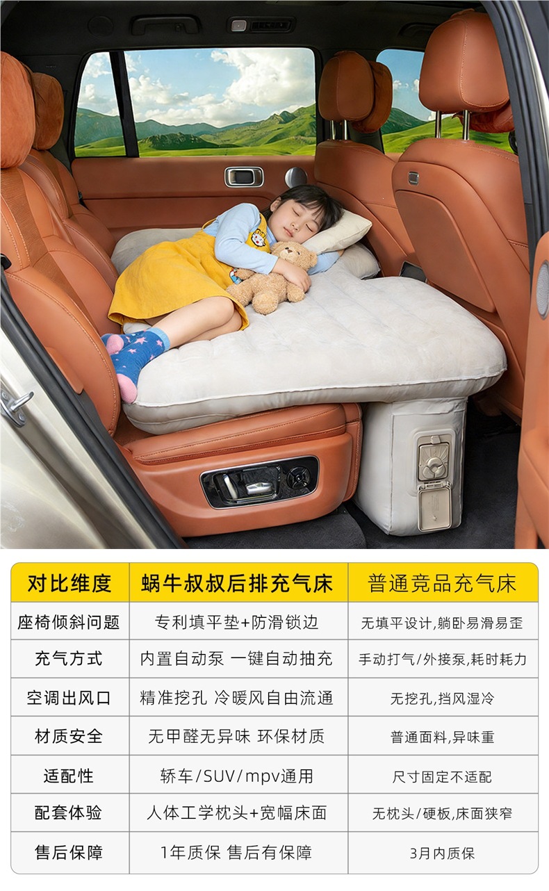 Universal car rear seat sleeping pad, inflatable car mattress, rear seat inflatable camping sleeping tool, long-distance air mattress