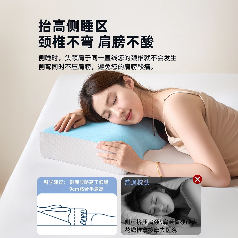 Almohada, protección de la columna cervical, ayuda a dormir, adulto, hombre, sueño, artefacto de ronquidos, núcleo de almohada de algodón con memoria, almohada de elevación individual