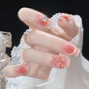 New Diamond gentle sweet fairy blush bow pearl manicure girl temperament wear nail patch