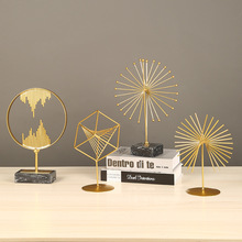 创意抽象几何金属摆件客厅玄关样板间桌面家居装饰摆设金属工艺品