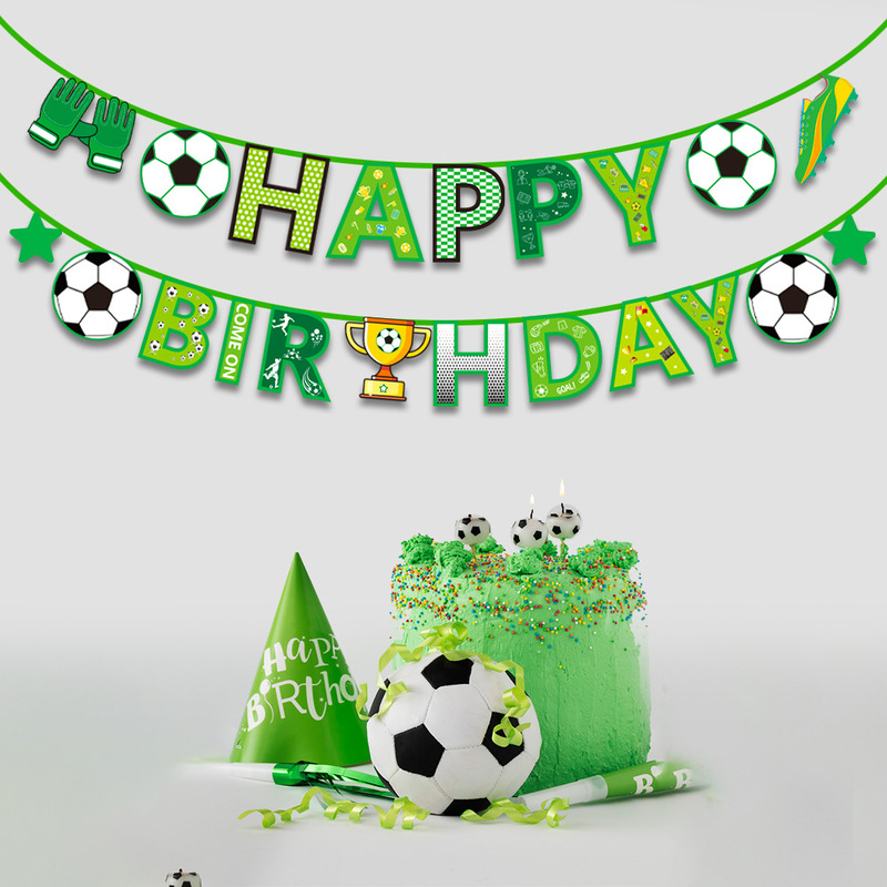 Football Theme Birthday Flag Party Decoration Supplies World Cup Scene Spiral Chandra Football Cake Dress Up