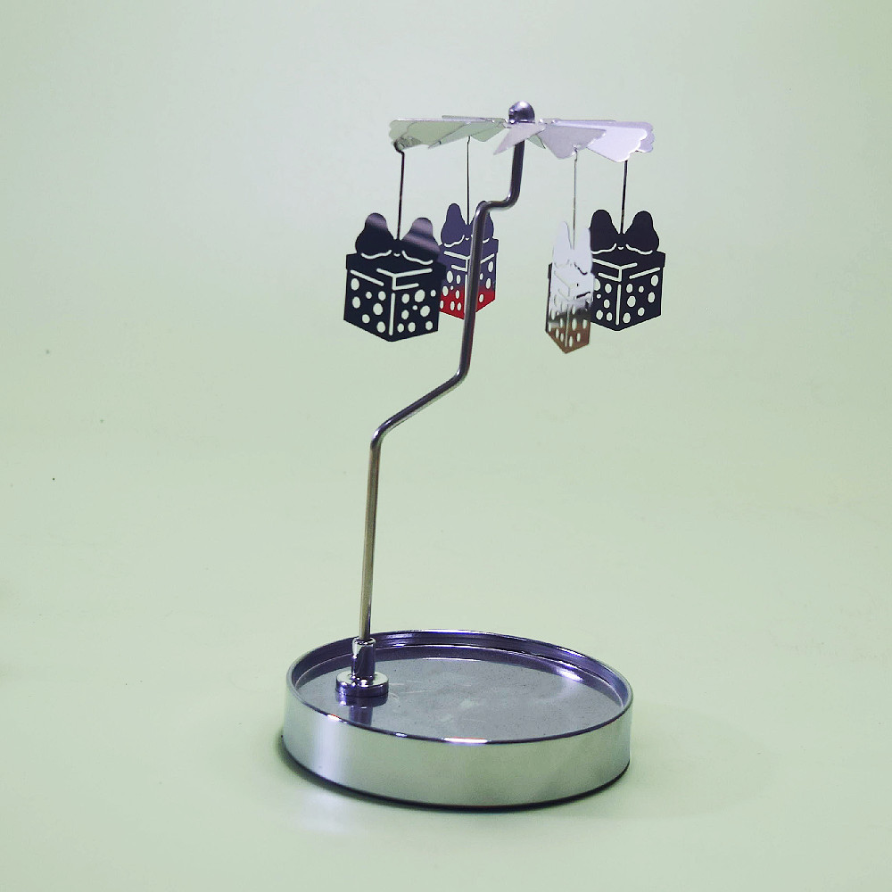 Fuente fabricante al por mayor Amazon INS bandeja redonda de acero inoxidable linterna giratoria giratoria candelabro de aromaterapia giratoria