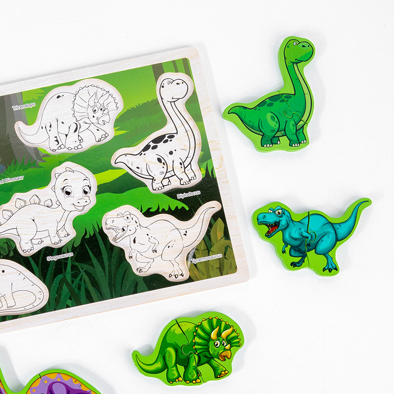 Educación temprana iluminación de madera tridimensional animal tráfico mar puzzle juguetes para niños pequeños puzzle juguetes de bloques para bebés