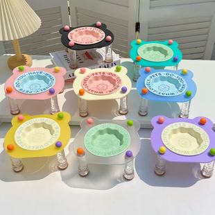 Pet Ceramic Pot Dog Pot Cat Pot Rice Bowl Drinking Pot Creative Acrylic Elevated Rack Ridge Protection Pet Dining Table Anti-knock