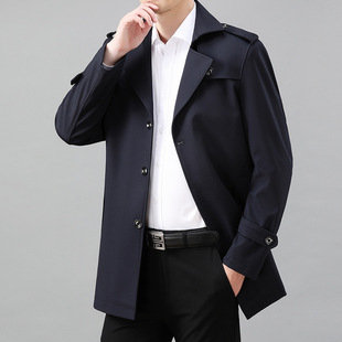 Extra Large Size Autumn Men's Jacket for Fat Guy Mid-length Trenchcoat Extra Large Size Fashionable Korean Top for Fat Men