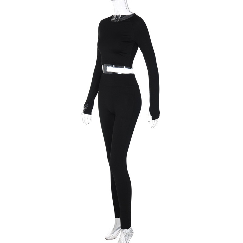 ActiveGo 2025 Autumn Winter New Fashion Long Sleeve Slim Top High Elastic Sports Yoga Pants Set Trendy Wholesale_desvips.com