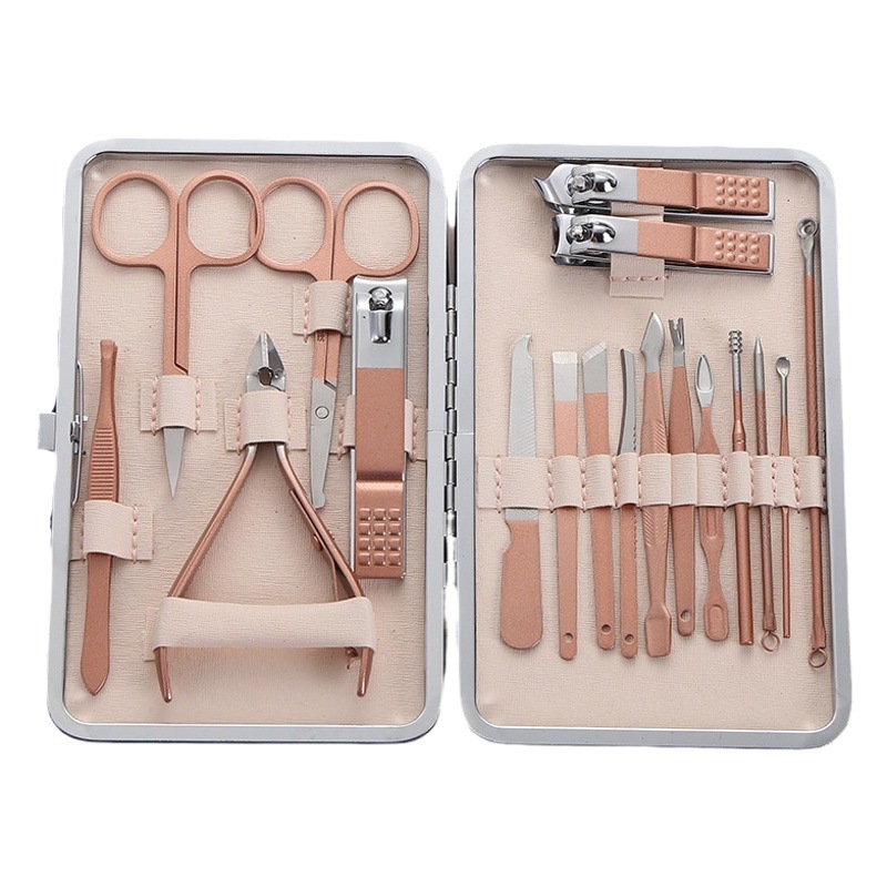 High-Looking Manicure Tool Kit with Fine Cross Pattern, Portable Nail Clipper Set, Nail Scissors, Pedicure Knife, Complete Set Wholesale