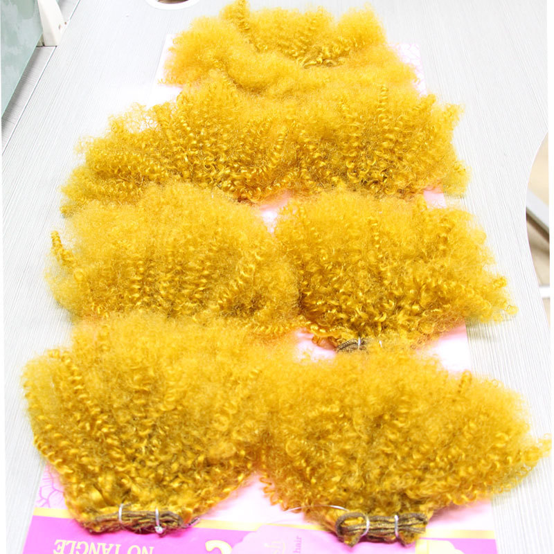 Wholesale Soft African Curly Synthetic Hair, Golden Color, 7-Piece Set of Hair Extensions, African Braided Hair Bundles Wholesale Soft African Curly Synthetic Hair, Golden Color, 7-Piece Set of Hair Extensions, African Braided Hair Bundles
