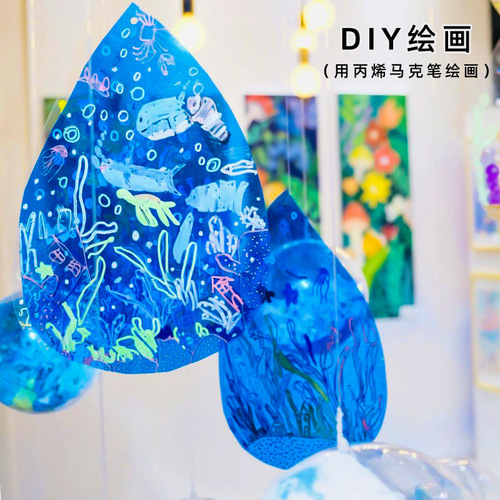 Waterdrop-shaped colorful plastic sheet kindergarten environmental creation hanging decoration material exhibition hanging ornament handmade DIY children's doodle