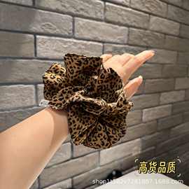 复古豹纹大肠发圈洋气头绳慵懒低马尾头花高弹力头饰发饰1001