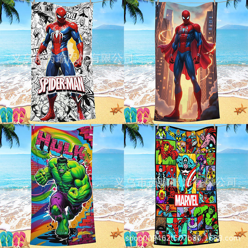 Temu Cross-Border Cartoon Anime Marvel Heroes Sports Quick-Drying Bath Towel Batman Spider-Man Beach Bath Towel Temu Cross-Border Cartoon Anime Marvel Heroes Sports Quick-Drying Bath Towel Batman Spider-Man Beach Bath Towel