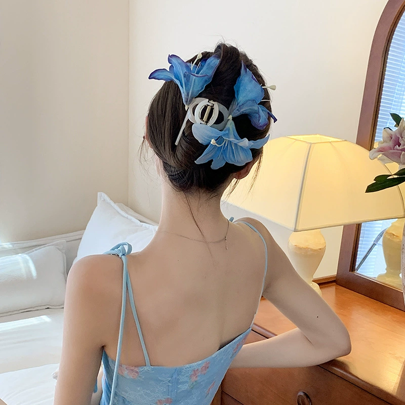 Атмосферная заколка для волос для фотосессий, крабовая заколка, модная hair accessory, с цветами