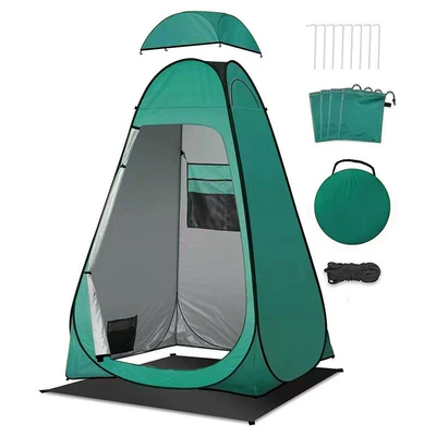 Shower Cage with Top Cover Mesh Quick Opening Changing Cage Outdoor Shower Portable Toilet Changing Tent (Avtomobil dam çadırları) - postal-green-upgraded-model-120120190cm