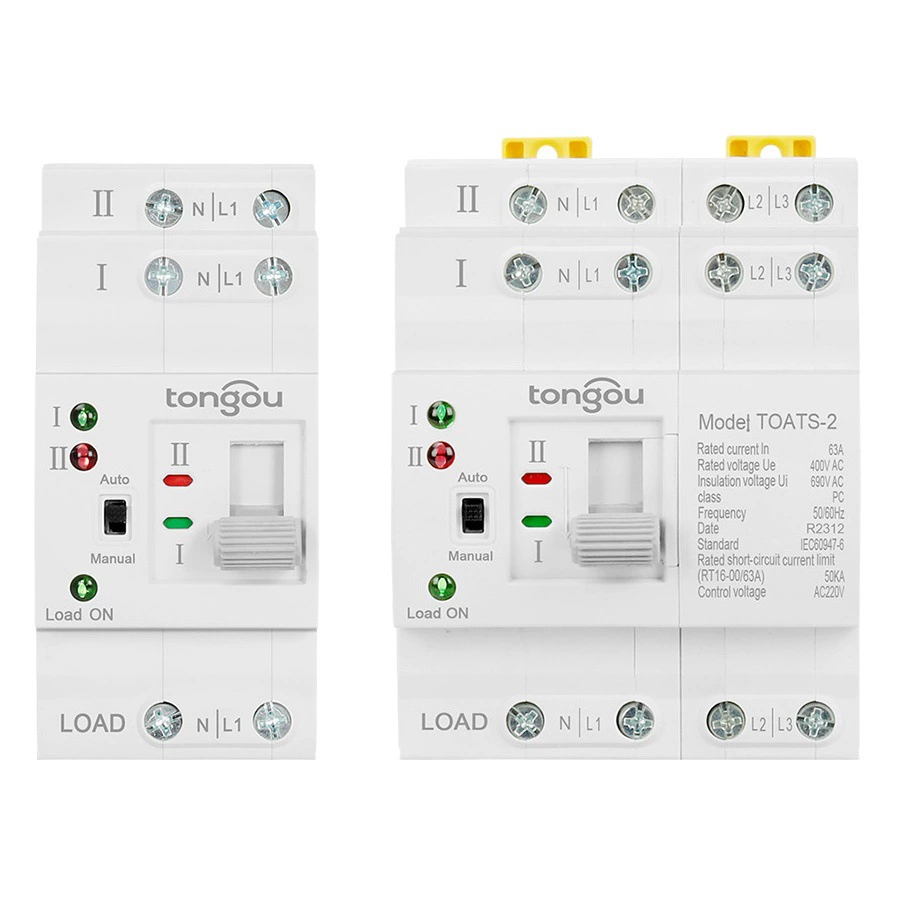 Двойной автоматический коммутационный переключатель мощности ATS непрерывная мощность в миллисекундах 2P4P63A аварийный выключатель питания трансграничный