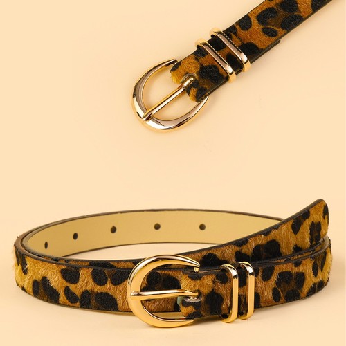 European and American Style Leopard Print Leather Belt for Women, High-End, Versatile, Fashionable, Buckle Belt, Simple, Wholesale